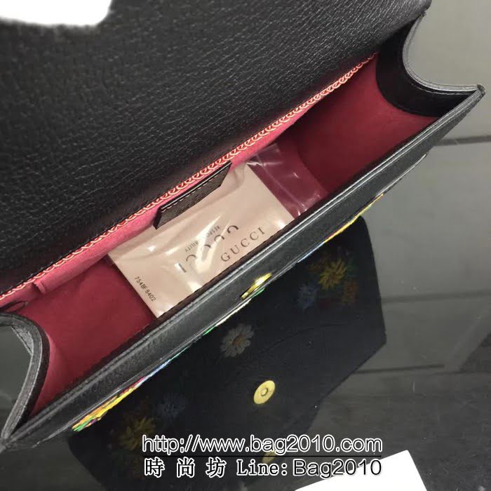 GUCCI古馳原單 新款高仿GUCCI新款專櫃品質原單貨實物實拍499617 克皮繡花鏈條單肩斜挎包 HY1210